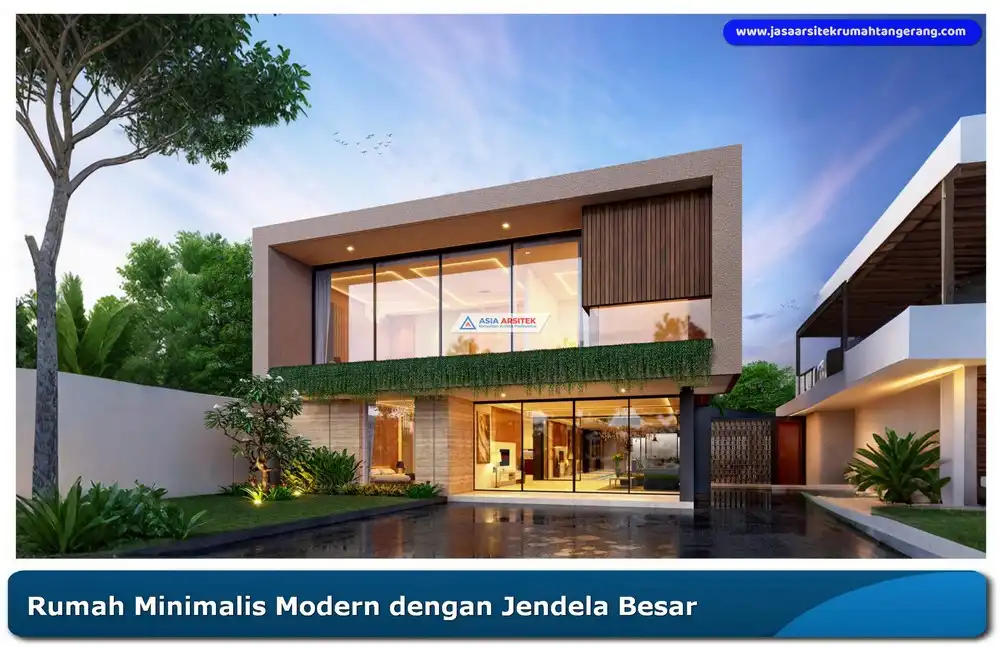 Rumah minimalis modern dengan jendela besar untuk pencahayaan alami