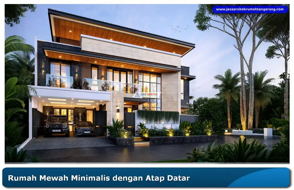Rumah mewah minimalis dengan atap datar modern