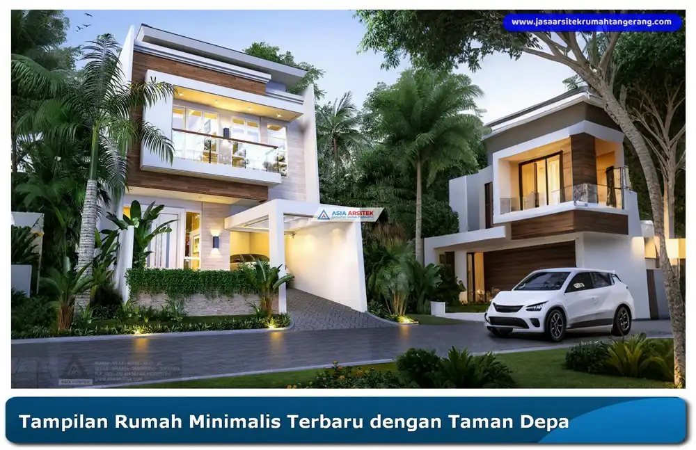 Gambar rumah minimalis tampak depan dengan taman kecil dan carport terbuka