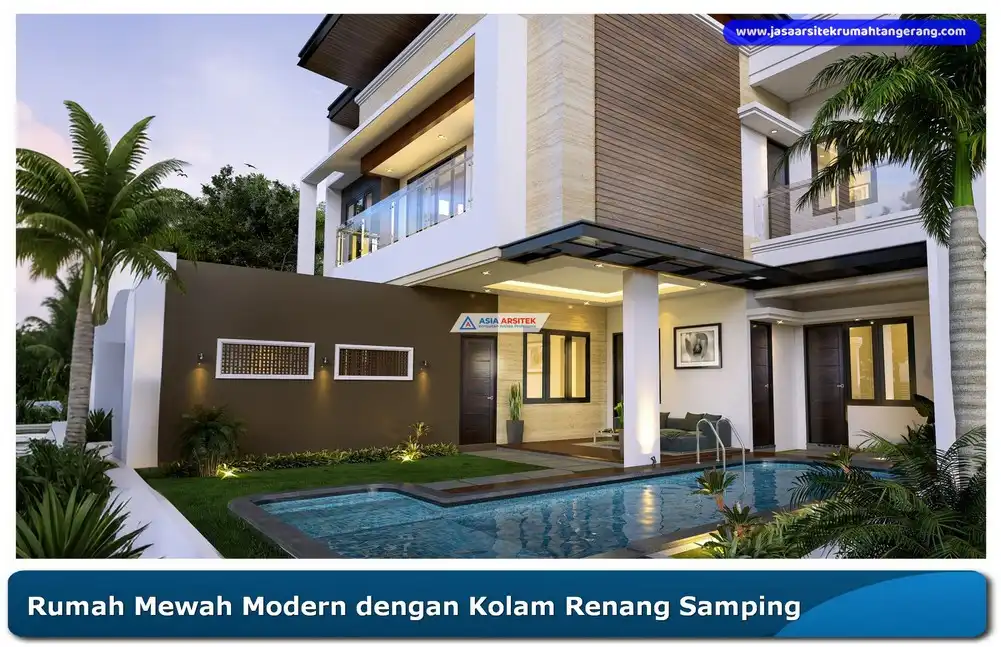 Gambar rumah mewah modern dengan kolam renang