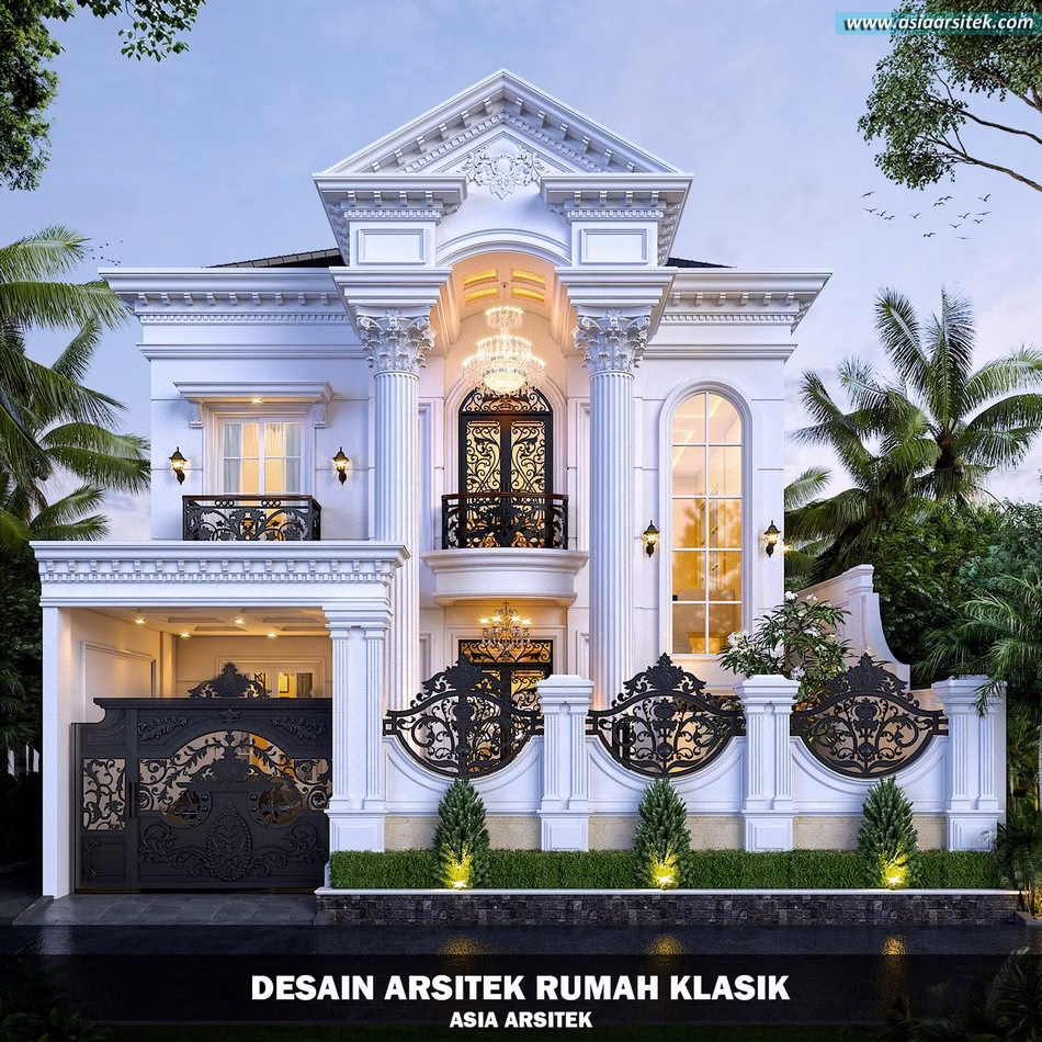 Desain Rumah Klasik 2 Lantai Luas 386 m² 