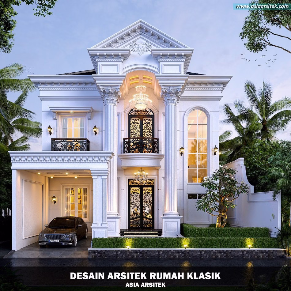 Desain Rumah Klasik 2 Lantai Luas 386 m² 