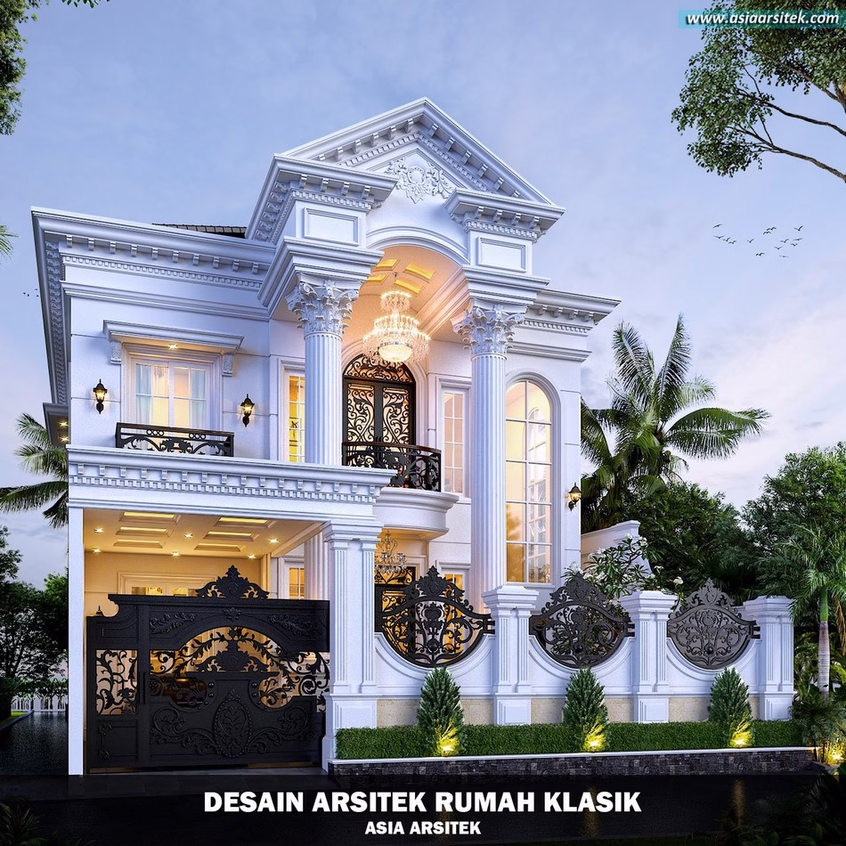 Desain Rumah Klasik 2 Lantai Luas 386 m² 