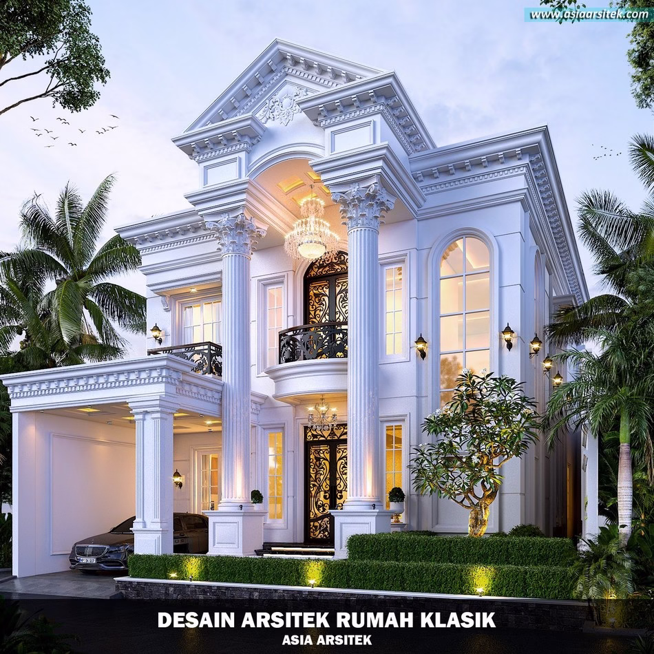 Desain Rumah Klasik 2 Lantai Luas 386 m²