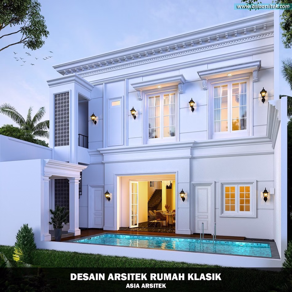 Desain Rumah Klasik 2 Lantai Luas 386 m² 