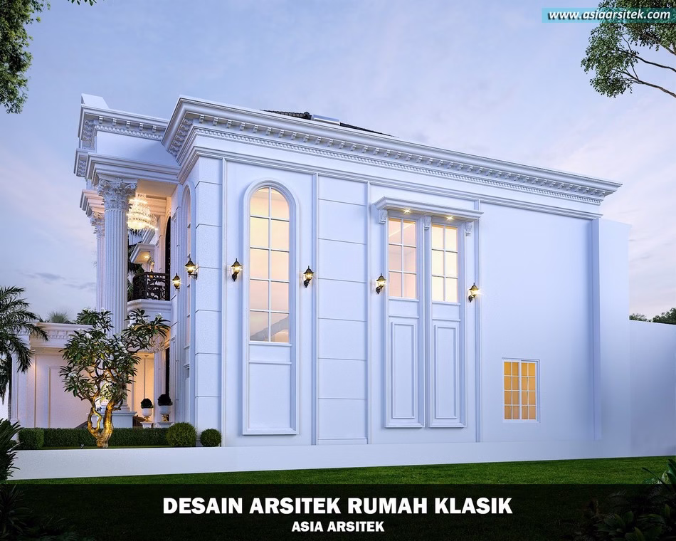 Desain Rumah Klasik 2 Lantai Luas 386 m² 