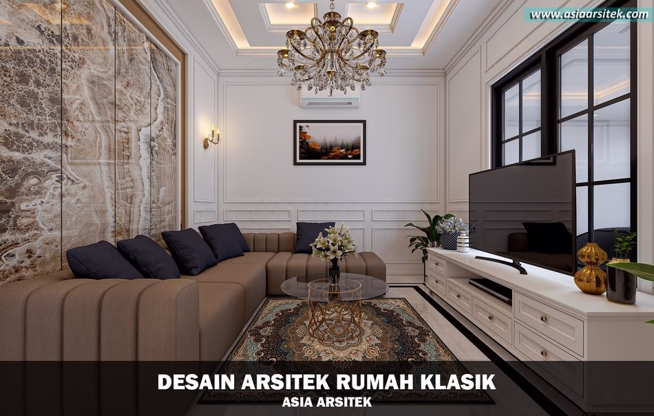 Desain Rumah Klasik 2 Lantai Luas 440 m²