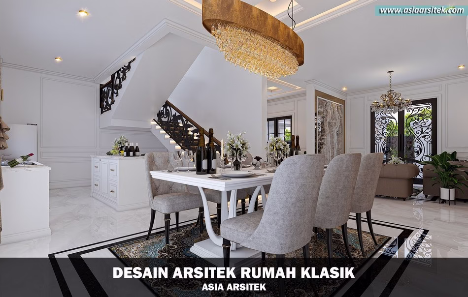 Desain Rumah Klasik 2 Lantai Luas 440 m²