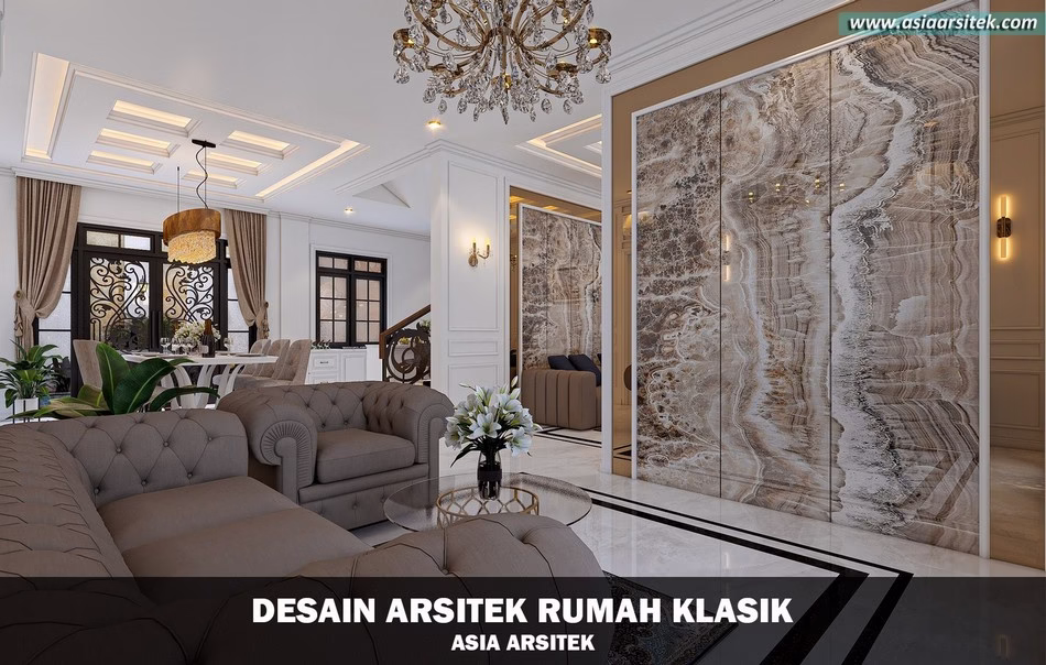 Desain Rumah Klasik 2 Lantai Luas 440 m²