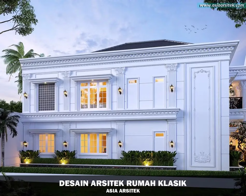 Desain Rumah Klasik 2 Lantai Luas 675m²