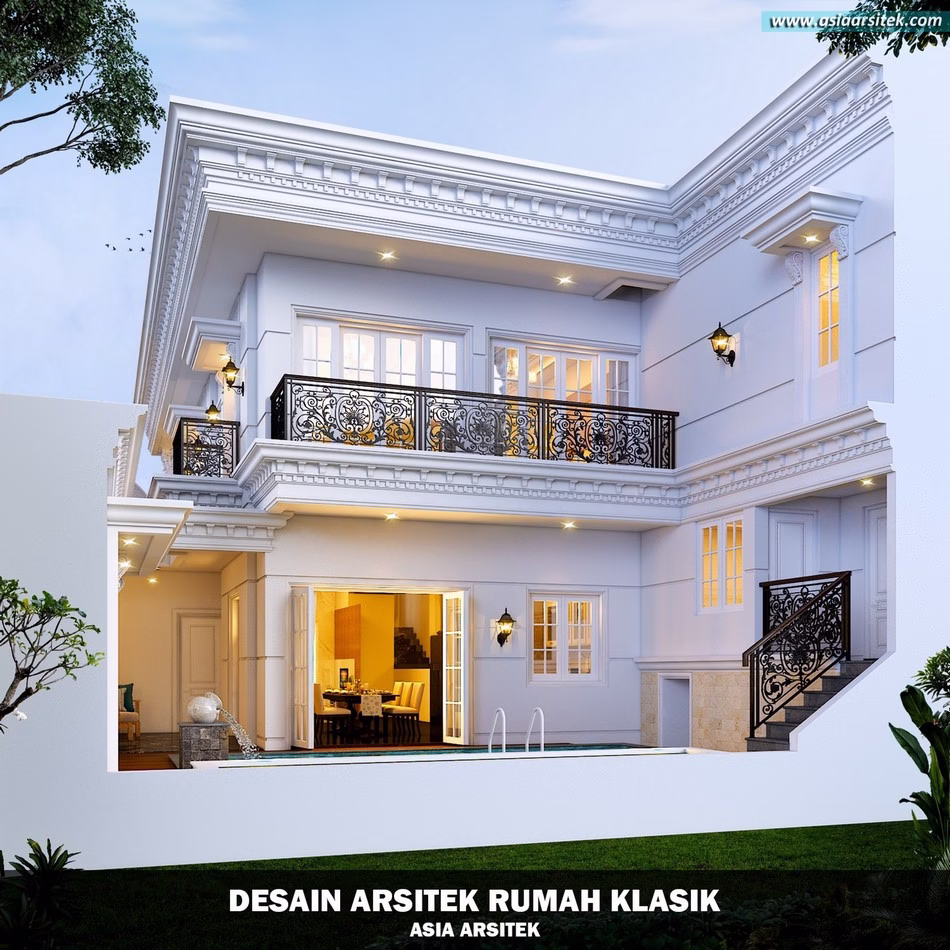 Desain Rumah Klasik 2 Lantai