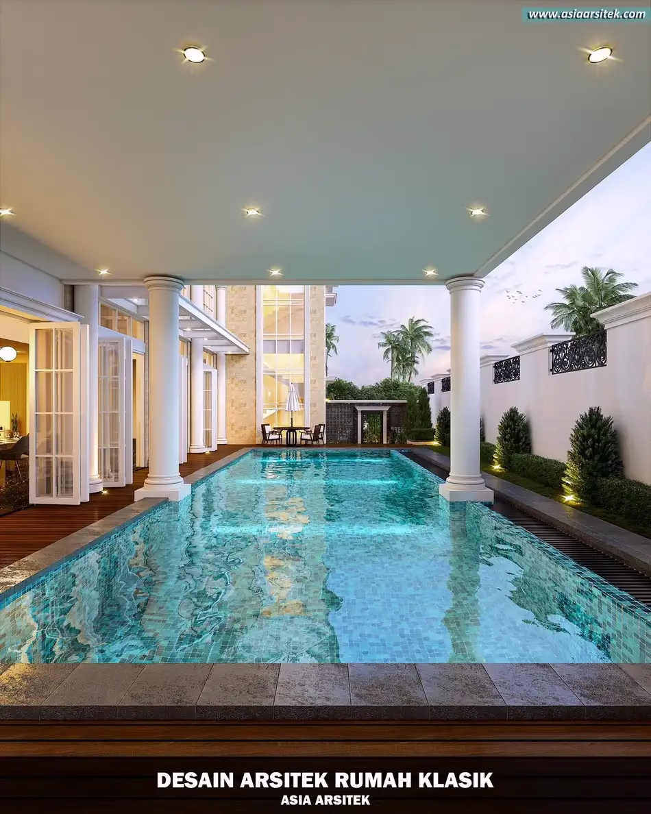 Desain Rumah Klasik 3 Lantai + Basement di Solo 1997 m²