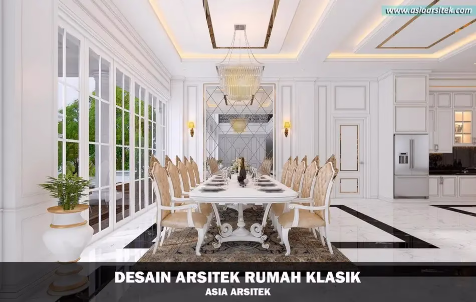 Desain Rumah Klasik 3 Lantai + Basement di Solo 1997 m²