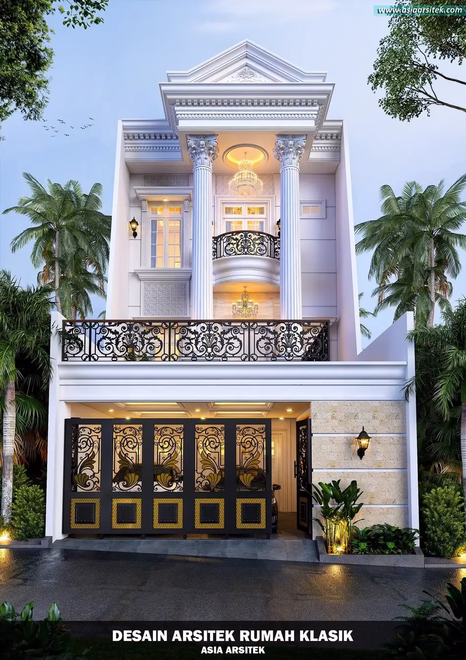 Desain Rumah Klasik 3 Lantai di Ciputat Timur Tangerang Selatan