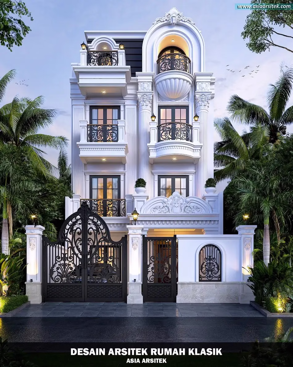 Desain Rumah Klasik 4 Lantai