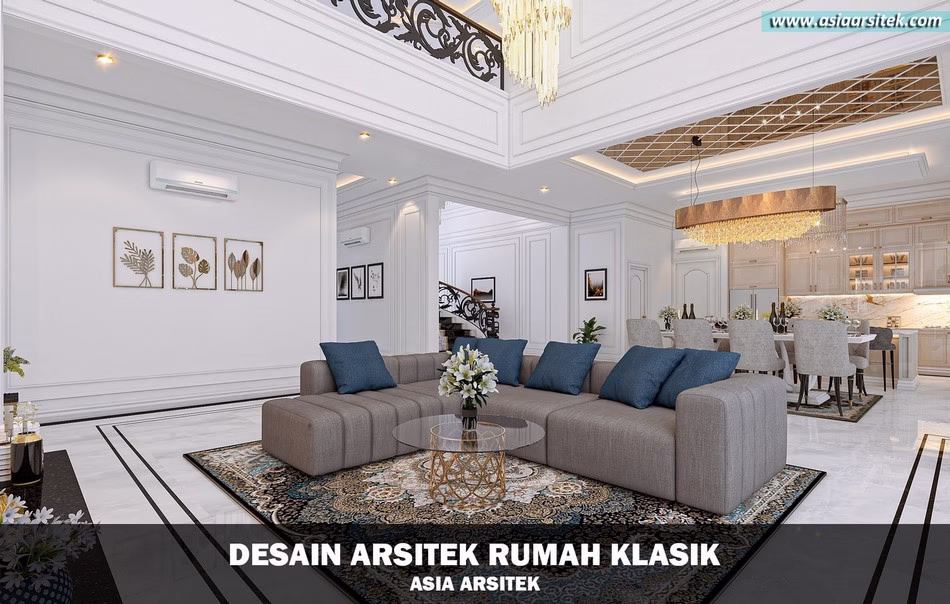 Desain Rumah Klasik Mewah 2 Lantai Luas 756 m²