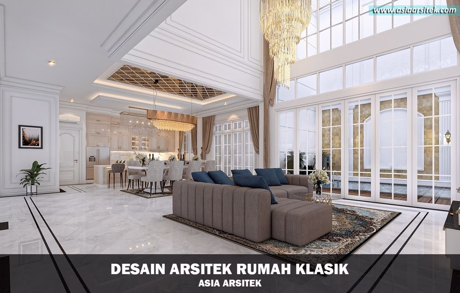 Desain Rumah Klasik Mewah 2 Lantai Luas 756 m²