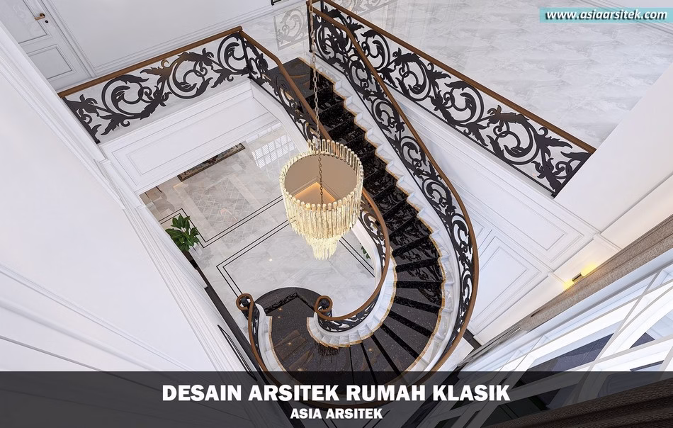 Desain Rumah Klasik Mewah 2 Lantai Luas 756 m²