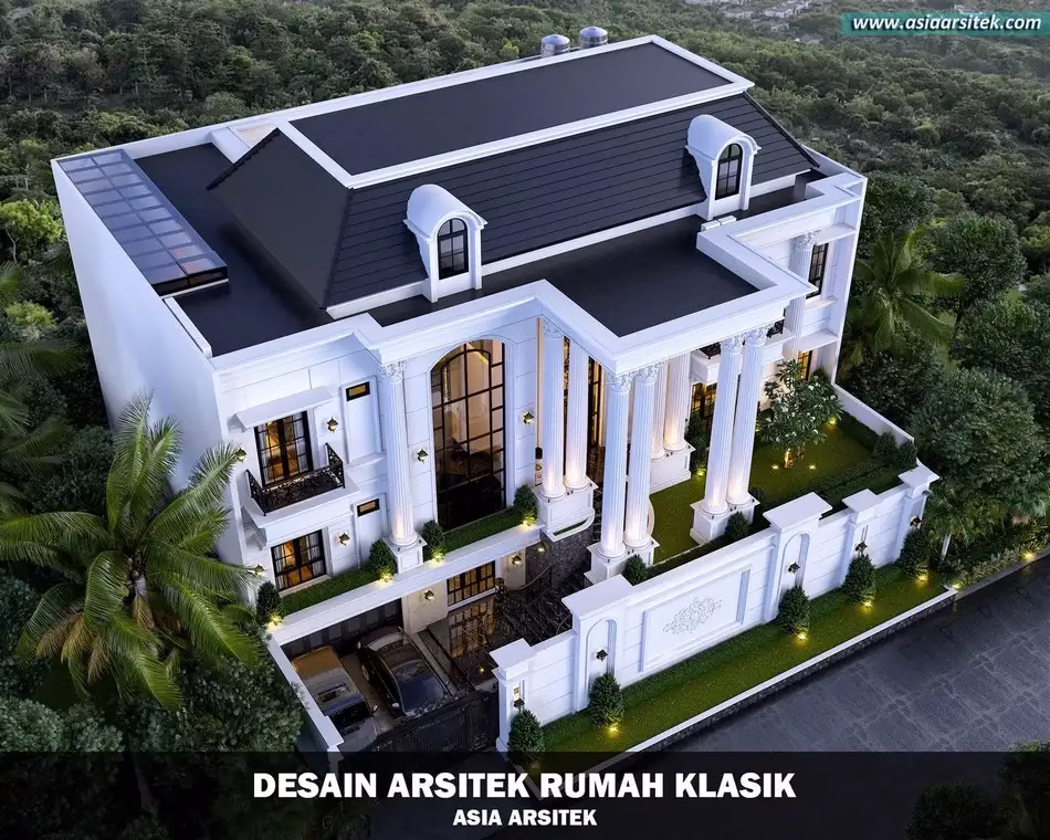 Desain Rumah Klasik Mewah 2 Lantai di Cibubur