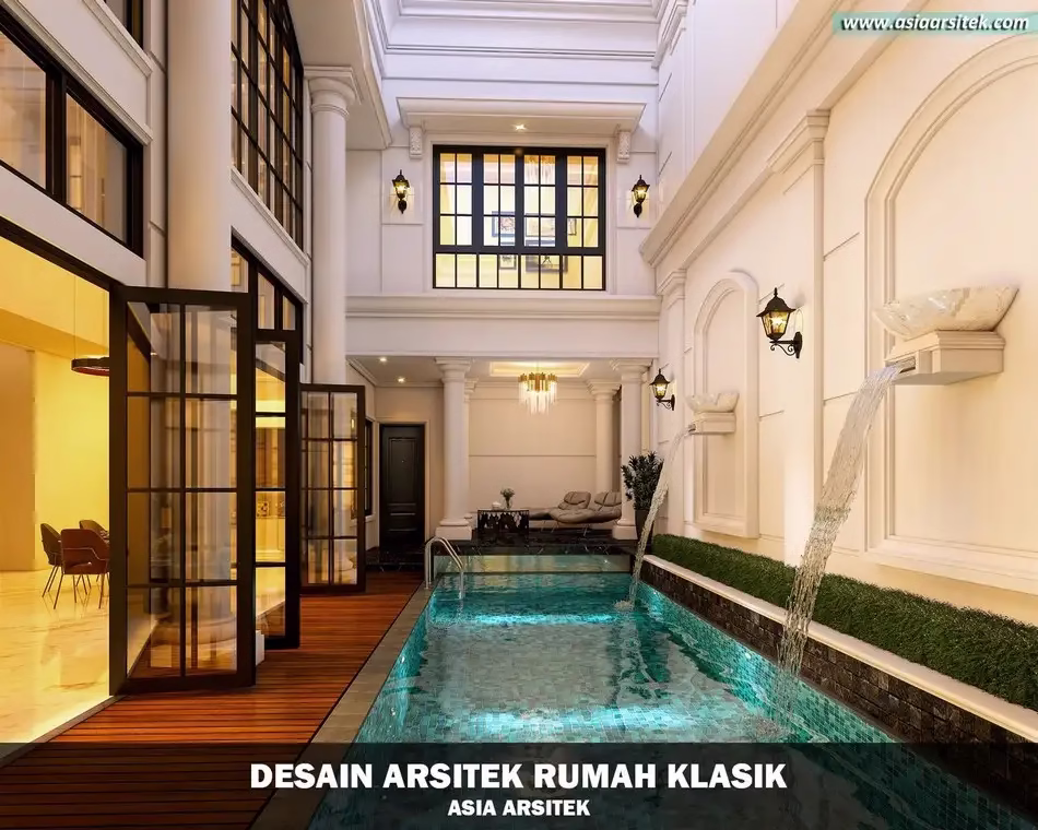 Desain Rumah Klasik Mewah 2 Lantai di Cibubur