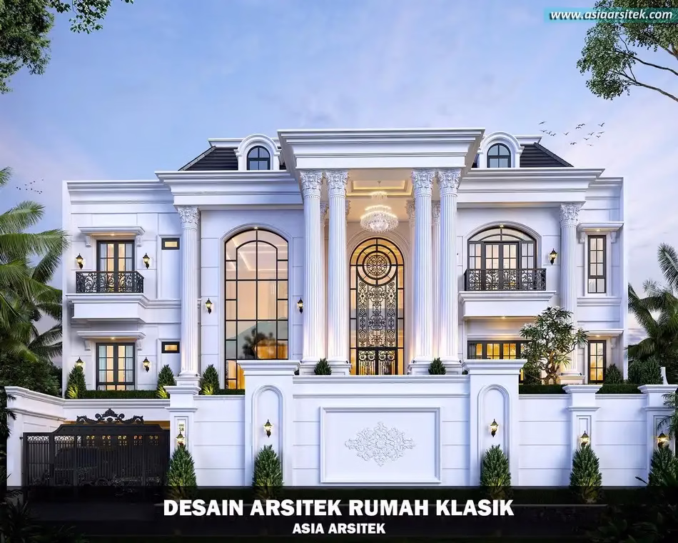 Desain Rumah Klasik Mewah 2 Lantai di Cibubur