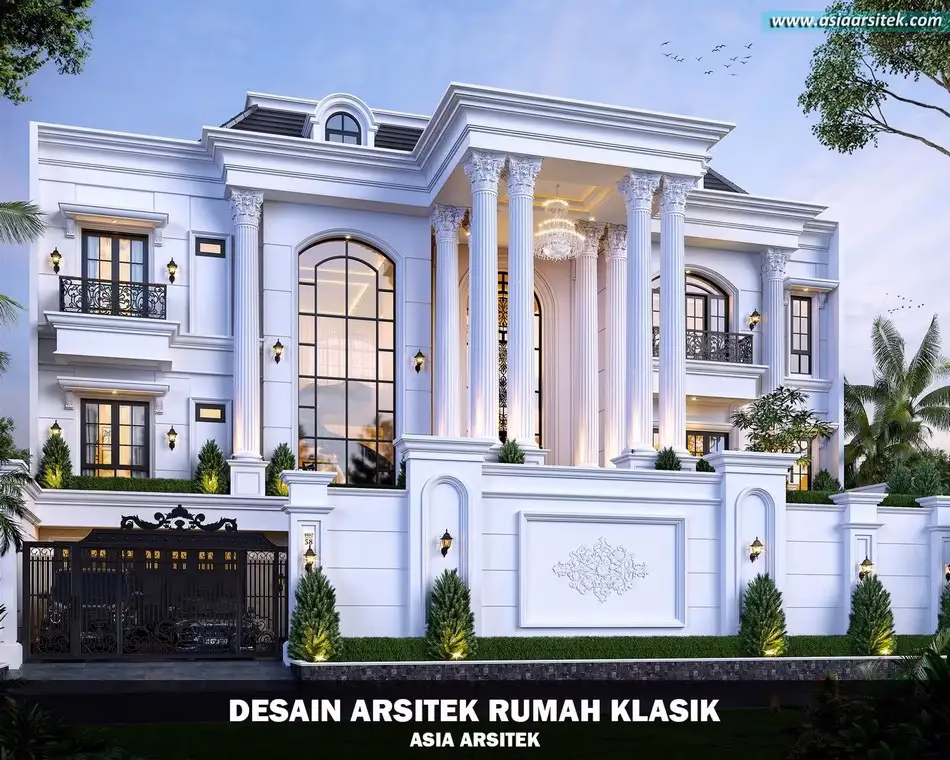 Desain Rumah Klasik Mewah 2 Lantai di Cibubur