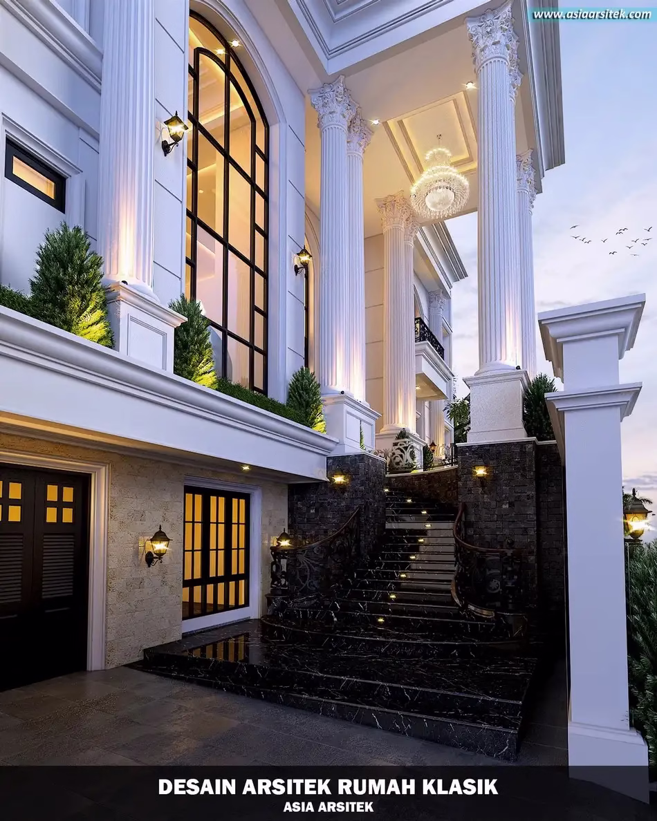 Desain Rumah Klasik Mewah 2 Lantai di Cibubur