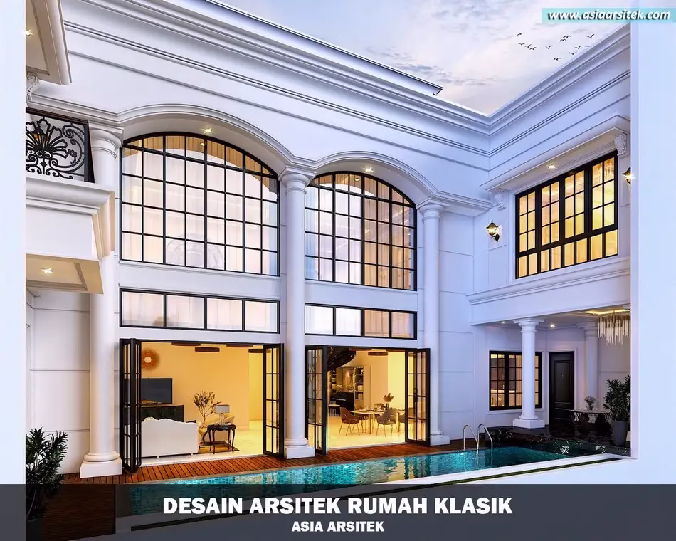 Desain Rumah Klasik Mewah 2 Lantai di Cibubur