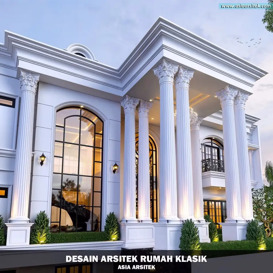 Desain Rumah Klasik Mewah 2 Lantai di Cibubur