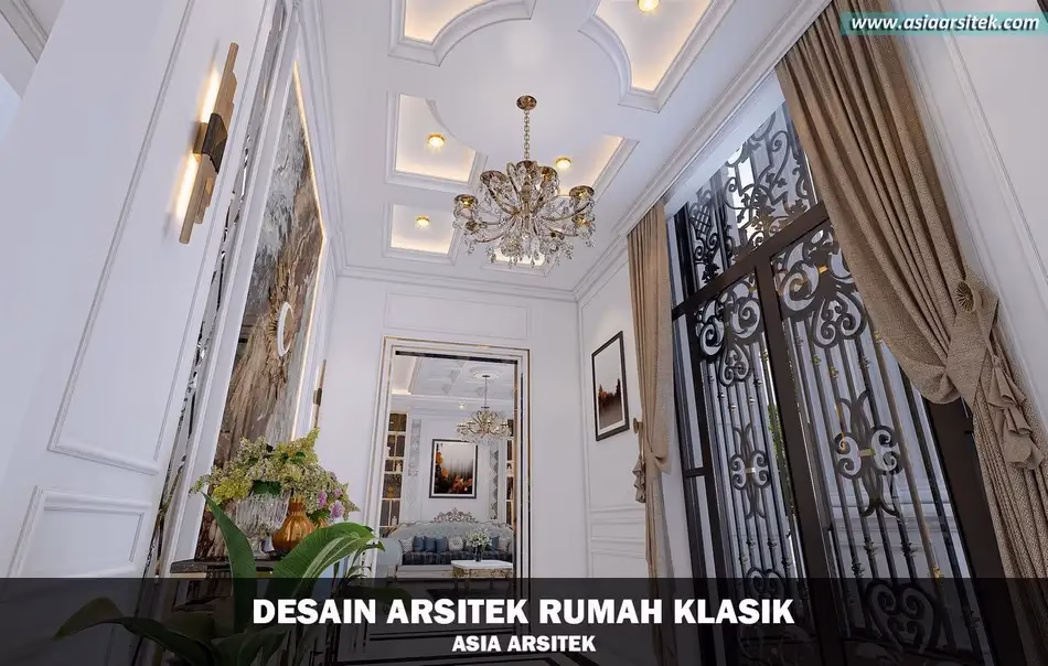 Desain Rumah Klasik Mewah 2 Lantai di Cibubur