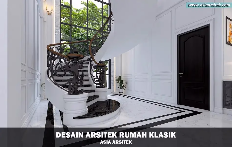 Desain Rumah Klasik Mewah 2 Lantai di Cibubur