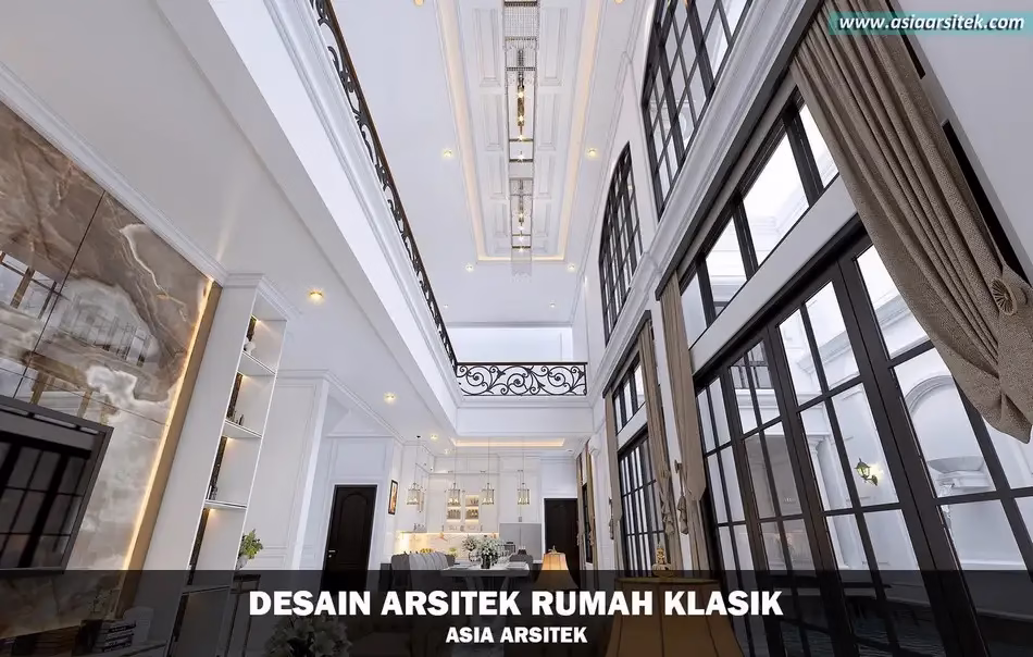 Desain Rumah Klasik Mewah 2 Lantai di Cibubur