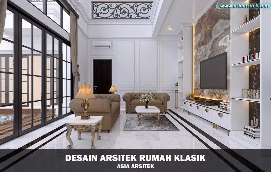 Desain Rumah Klasik Mewah 2 Lantai di Cibubur