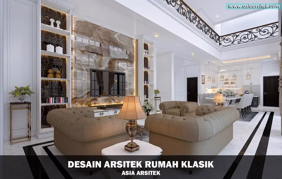 Desain Rumah Klasik Mewah 2 Lantai di Cibubur