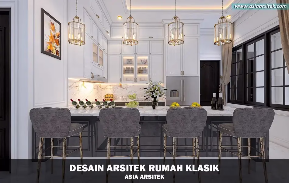 Desain Rumah Klasik Mewah 2 Lantai di Cibubur