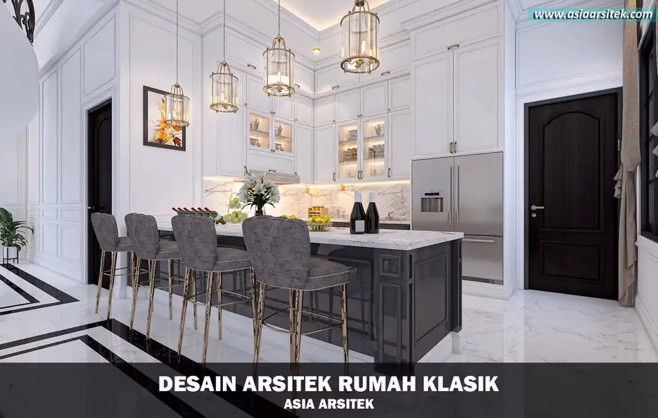 Desain Rumah Klasik Mewah 2 Lantai di Cibubur