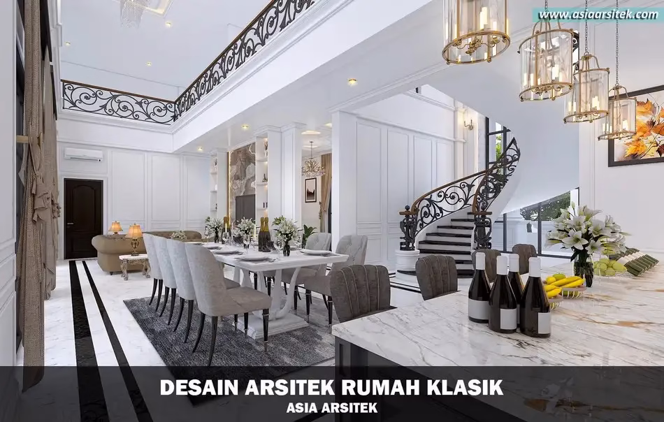 Desain Rumah Klasik Mewah 2 Lantai di Cibubur