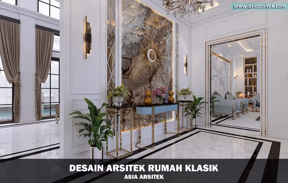 Desain Rumah Klasik Mewah 2 Lantai di Cibubur