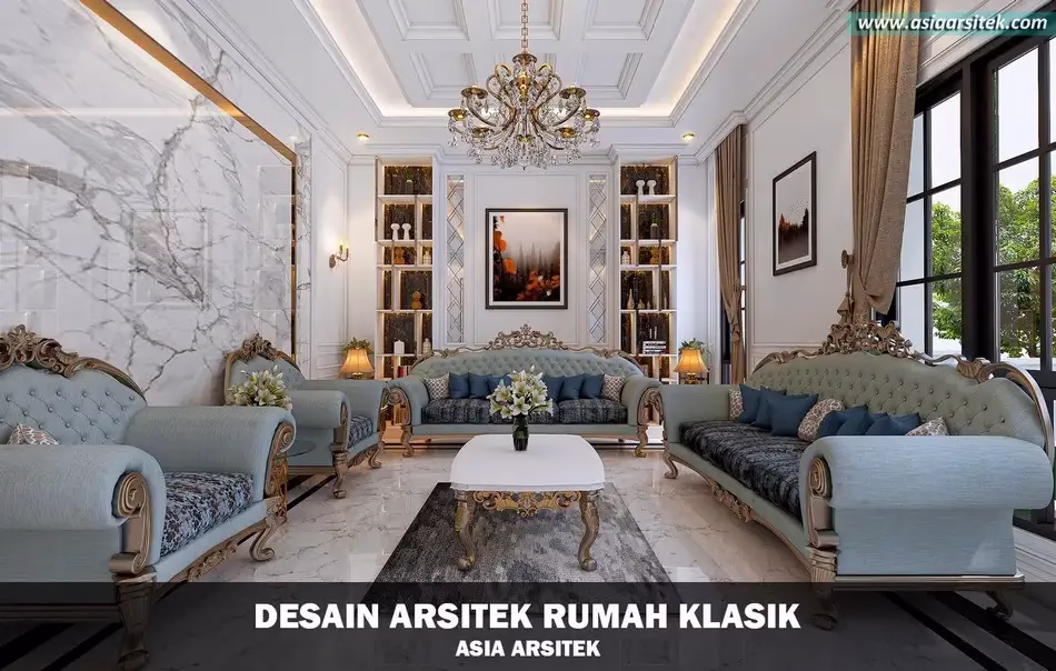 Desain Rumah Klasik Mewah 2 Lantai di Cibubur