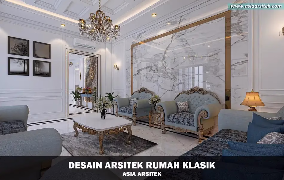 Desain Rumah Klasik Mewah 2 Lantai di Cibubur