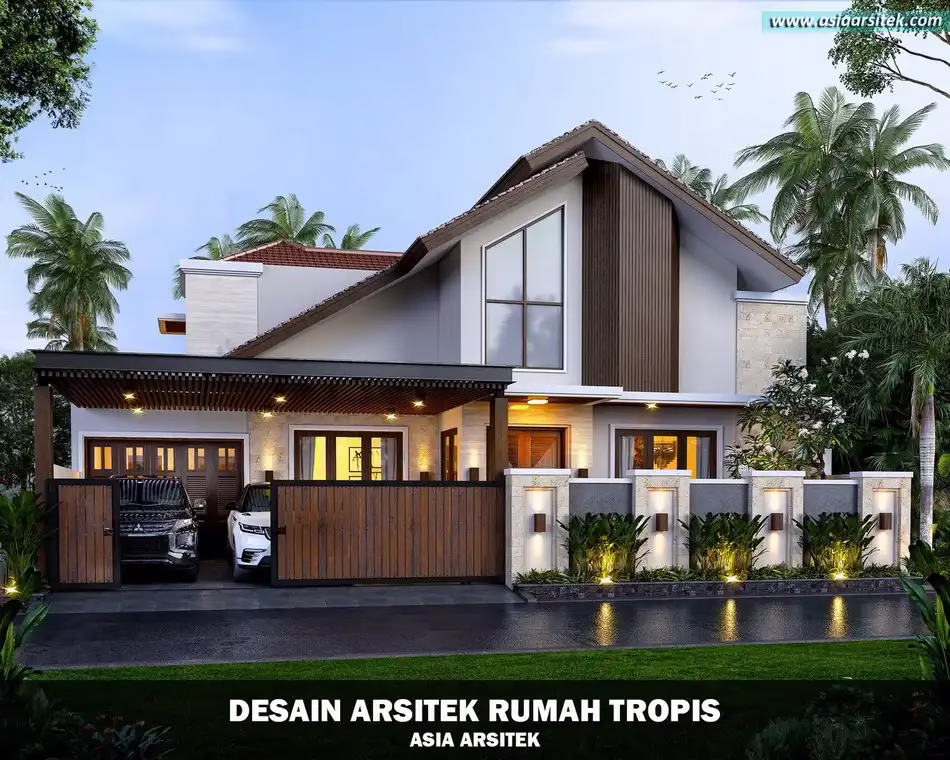 Desain Rumah Tropis 2 Lantai Bintaro