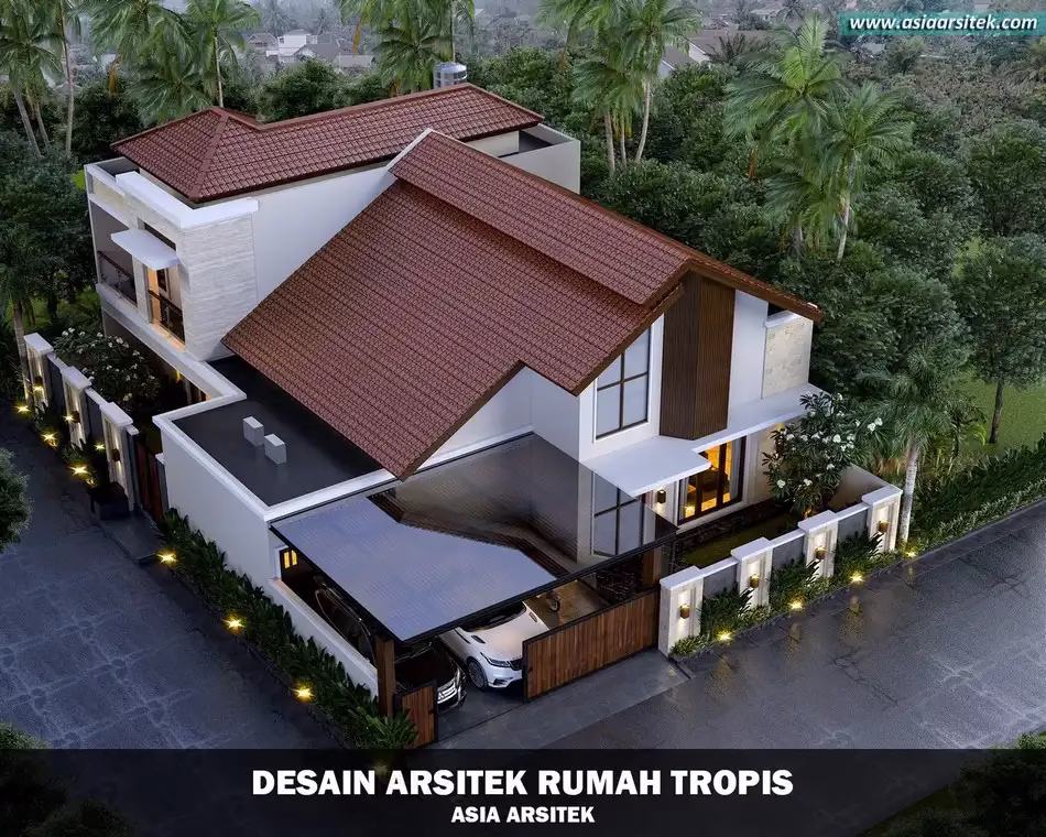Desain Rumah Tropis 2 Lantai Bintaro