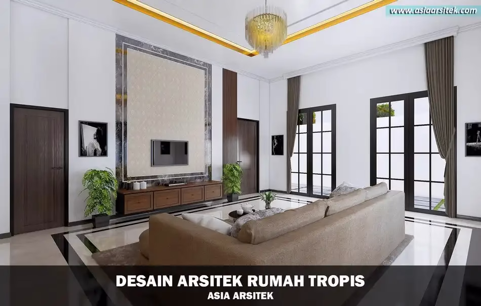 Desain Rumah Tropis Mediterania 1 Lantai