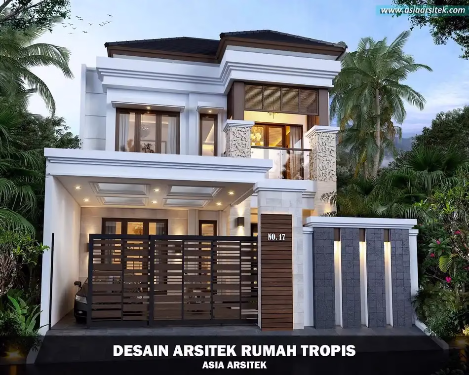 Desain Rumah Tropis Modern 2 Lantai