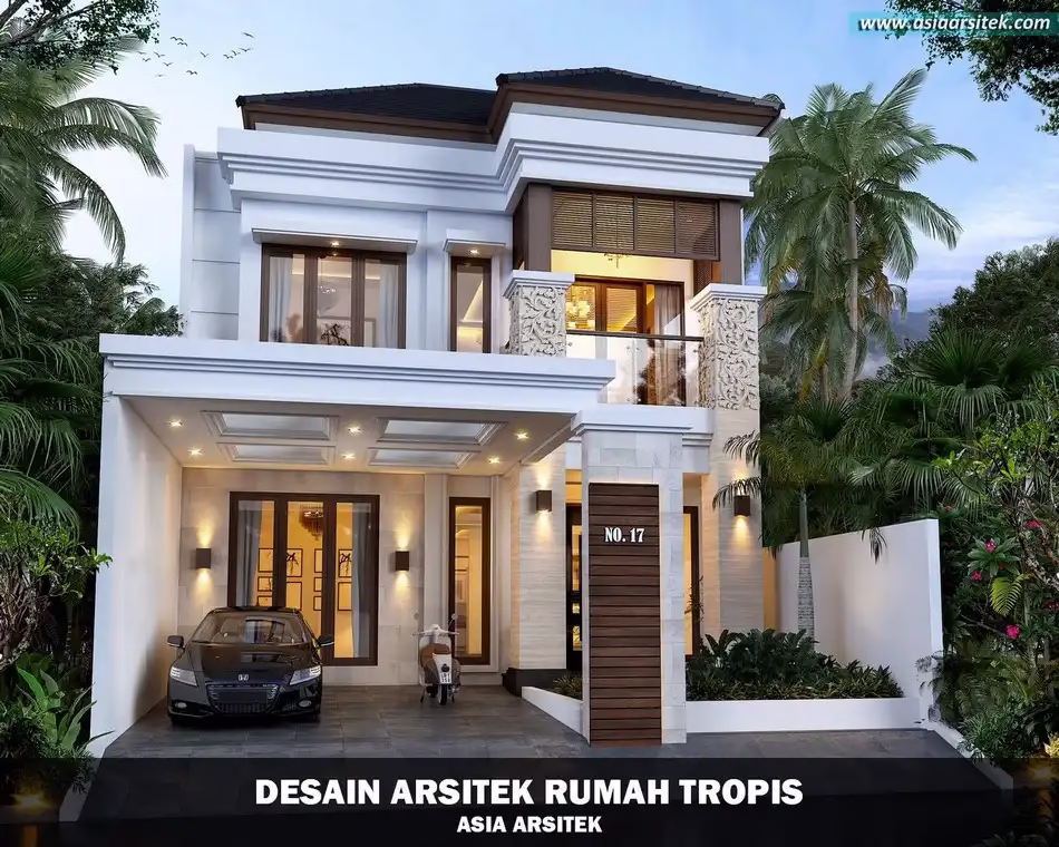 Desain Rumah Tropis Modern 2 Lantai