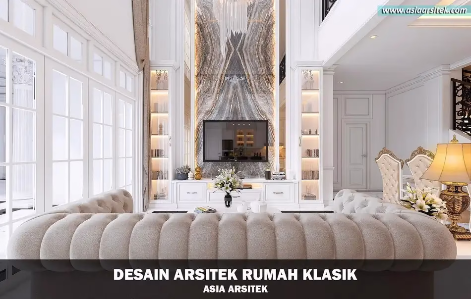 Desain rumah klasik mewah 2 lantai di Kutai Kartanegara