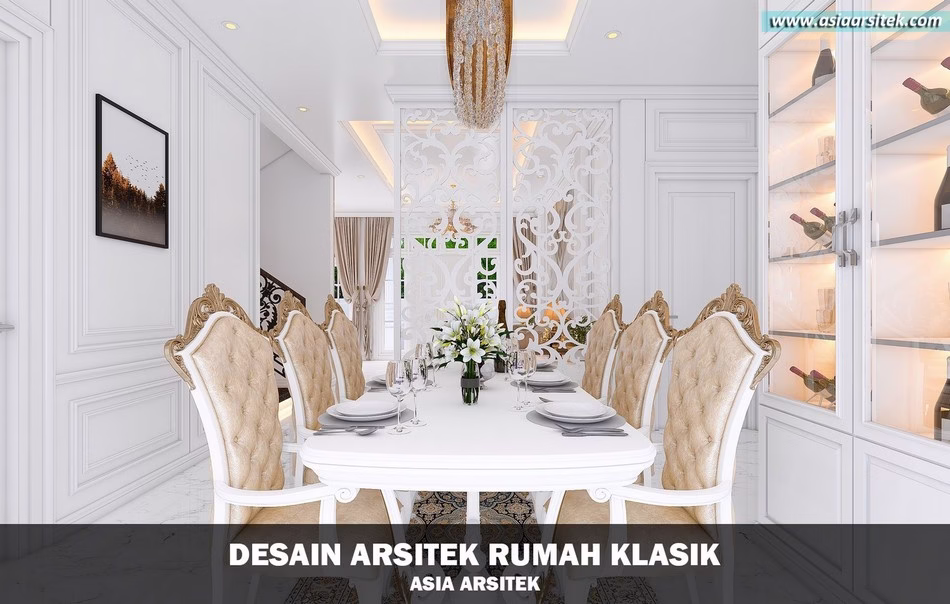 Desain rumah klasik 2 lantai di lahan terbatas dengan tampilan megah dan interior elegan