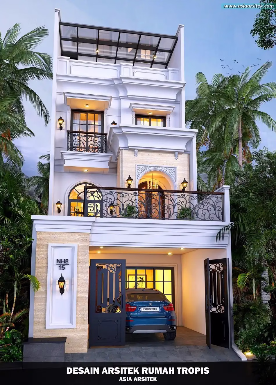 Rumah Tropis Modern 4 Lantai