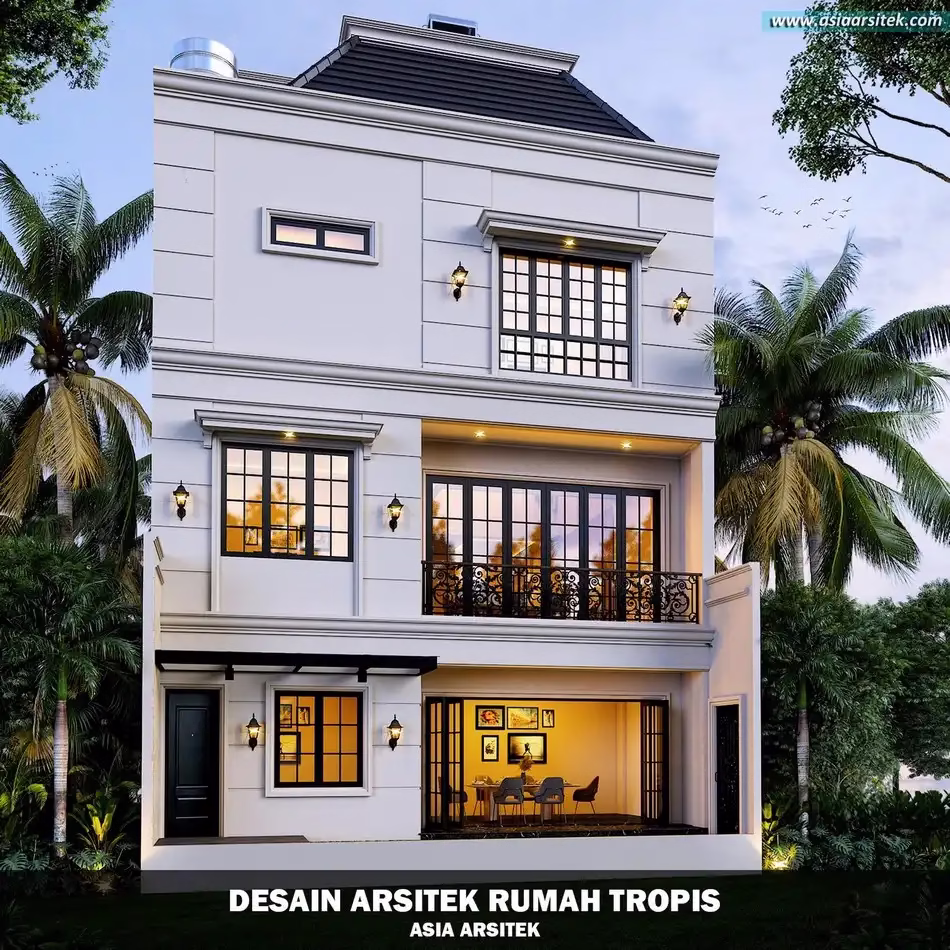 desain rumah mewah tropis 3 lantai