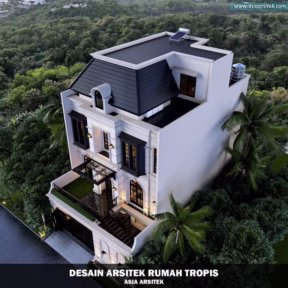 desain rumah mewah tropis 3 lantai
